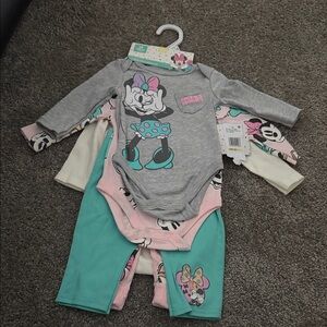 Disney Minnie Mouse Gray and Teal Baby Outfit